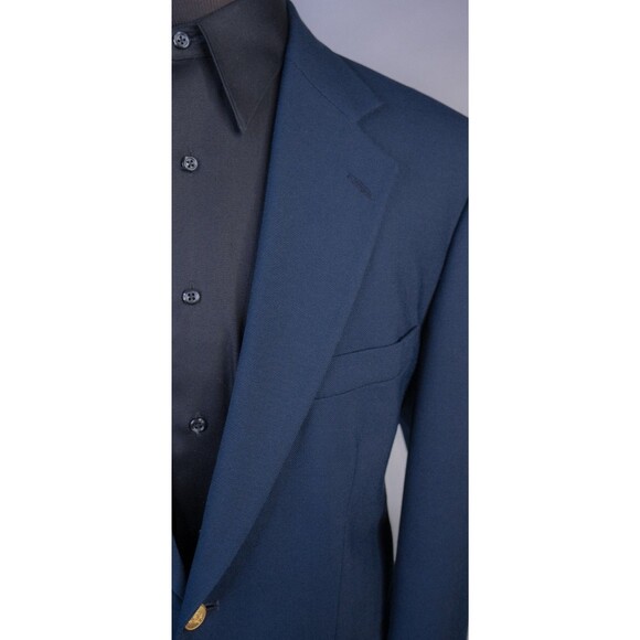 Stafford 42R Navy Blue Wool Blend Gold Button Mens Blazer Sport Coat Jacket - Picture 4 of 13